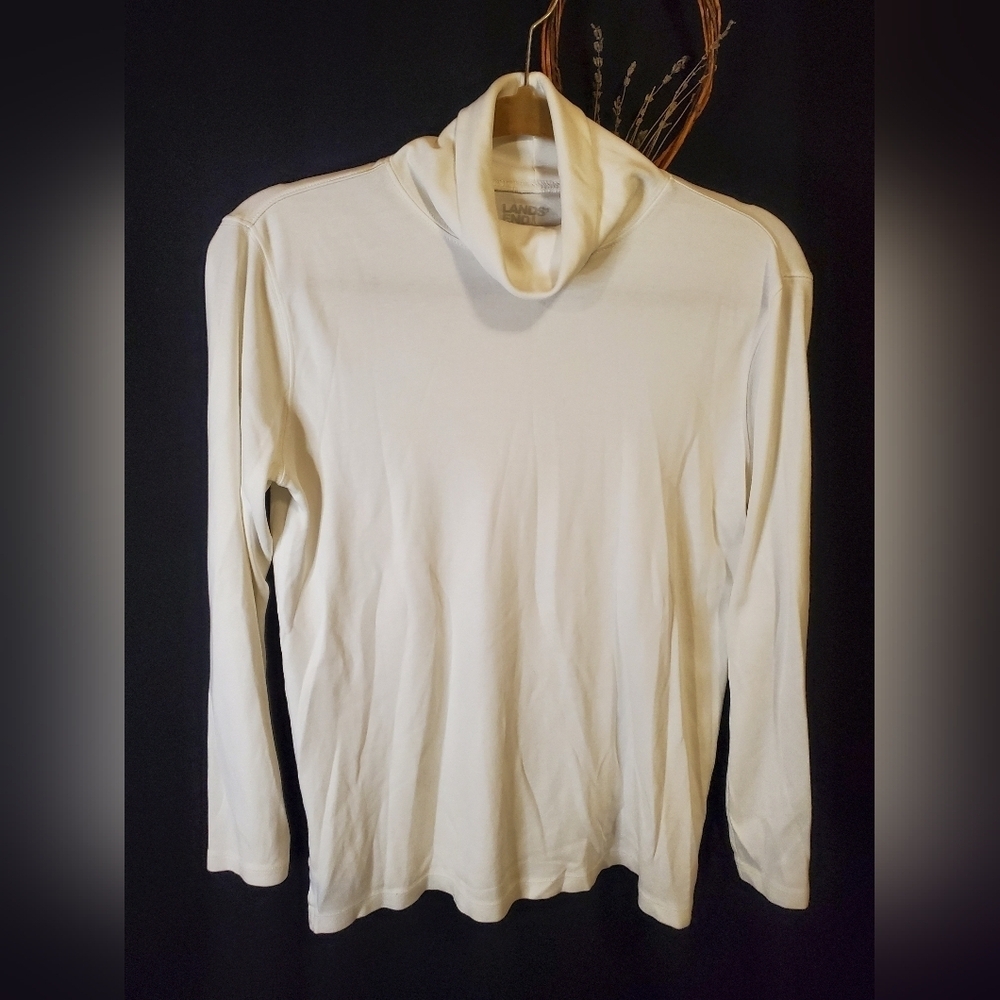 Landsend Cream 100% Cotton Turtleneck